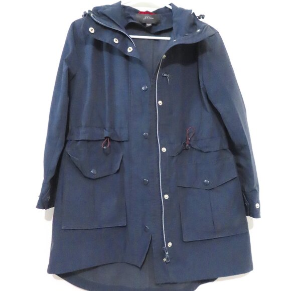 J.Crew Navy Raincoat Size XXS Petite - Picture 2 of 16